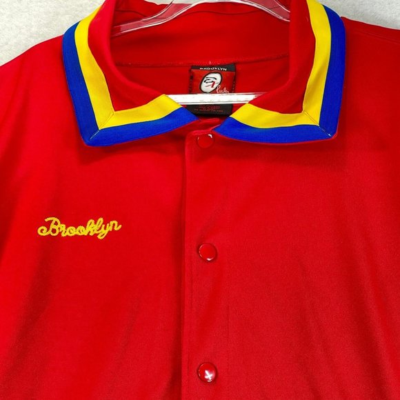 BROOKLYN XPRESS Mens XXL Warm Up Y2K Snap Up Short Sleeve Jersey Pockets - Picture 3 of 8